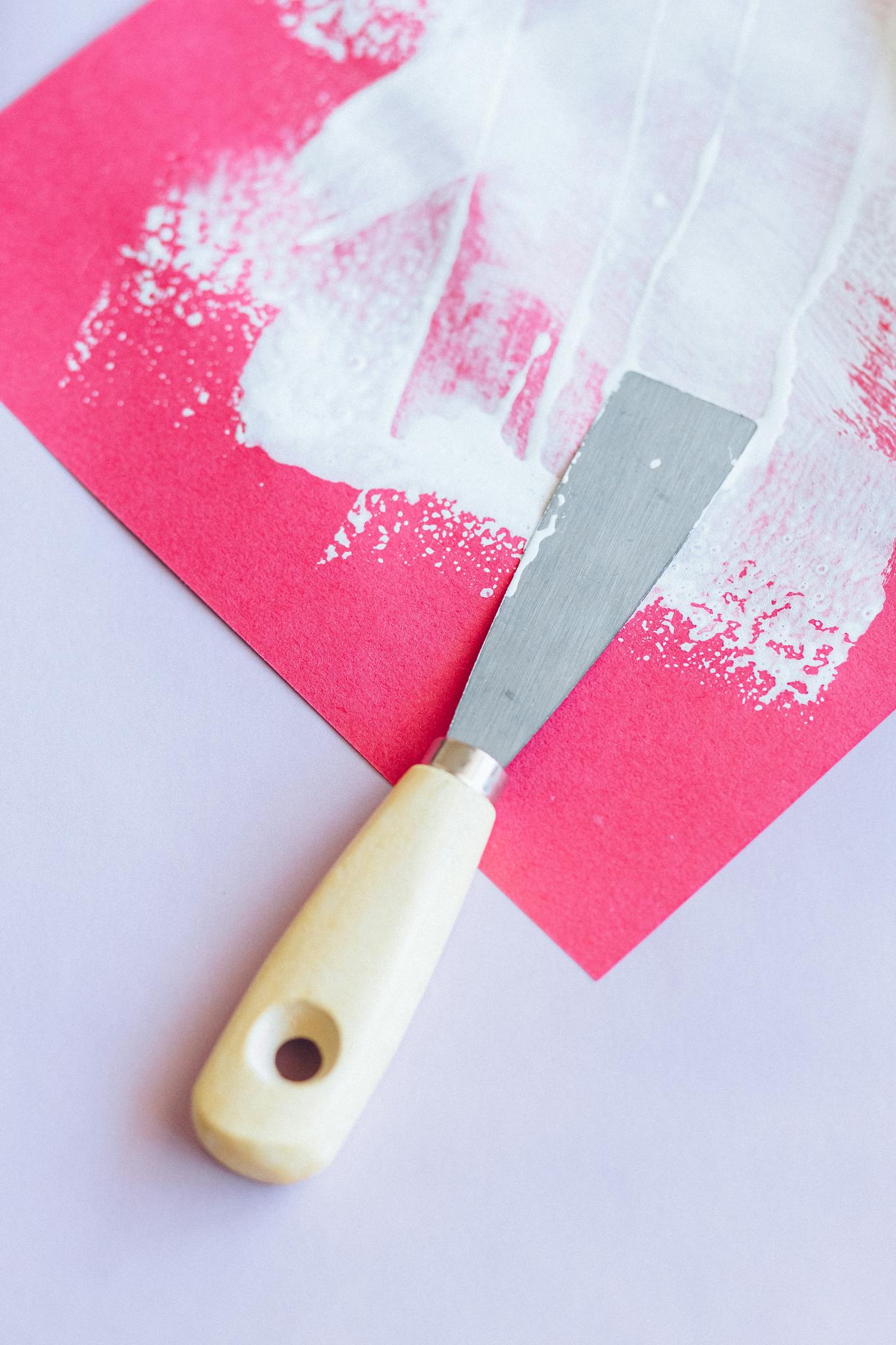 Brown Wooden Handle White Brush on Red and White Heart Print Textile